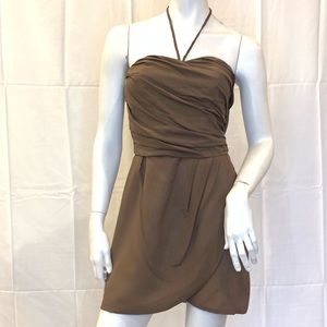 Tan silk cocktail dress by Leyendecker 4